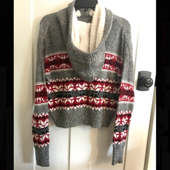 Yet Again Gray Hooded Sweater size Large - Picture 2 of 3